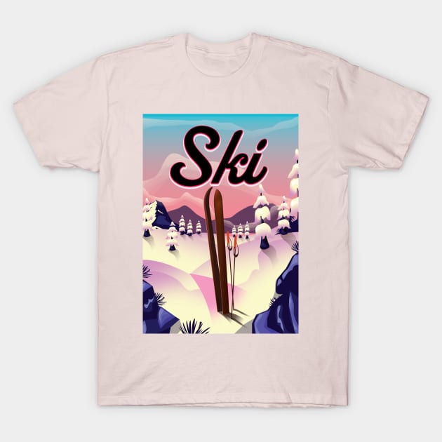 Vintage Ski poster T-Shirt by nickemporium1